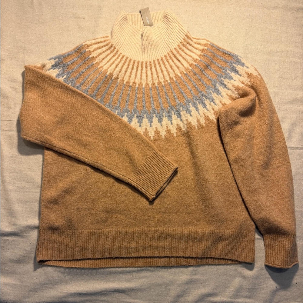 J.Crew Fair Isle turtleneck sweater in supersoft yarn sz XL NWT